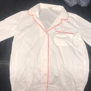 J. Crew white button down lounge shirt